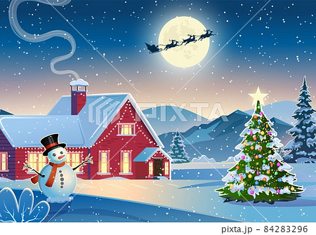 Winter snow landscape and house Winter snow landscape and house 84283296