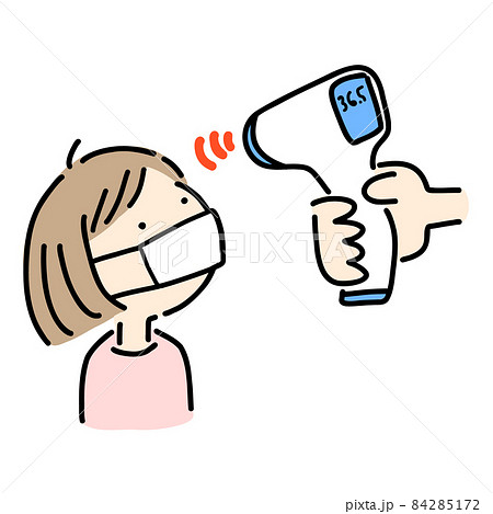 非接触型赤外線体温計と子どものイラスト 84285172