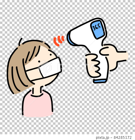 非接触型赤外線体温計と子どものイラスト 84285172