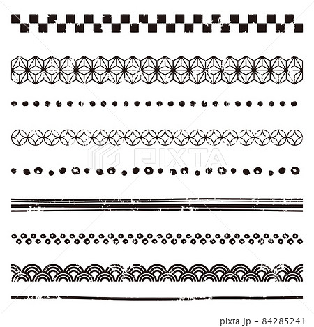 スタンプ風 和柄 装飾ライン (黒) スタンプ風 和柄 装飾ライン (黒) 84285241