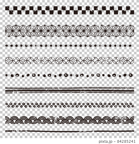 スタンプ風 和柄 装飾ライン (黒) スタンプ風 和柄 装飾ライン (黒) 84285241