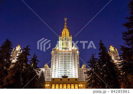 The Main building of Lomonosov Moscow State University on Sparrow Hills (autumn evening). It is the highest-ranking Russian educational institution. Russia The Main building of Lomonosov Moscow State University on Sparrow Hills (autumn evening). It is the highest-ranking Russian educational institution. Russia 84285961