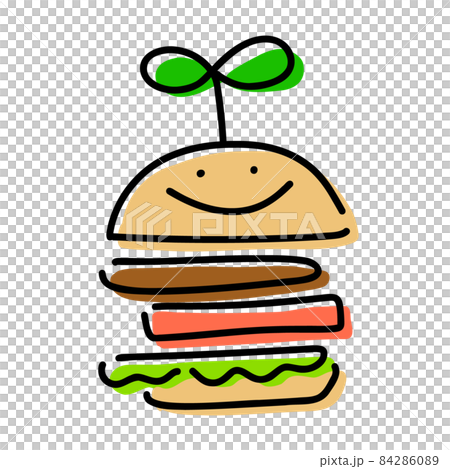 ハンバーガー　プラントベースのイメージ　アイコン風 84286089