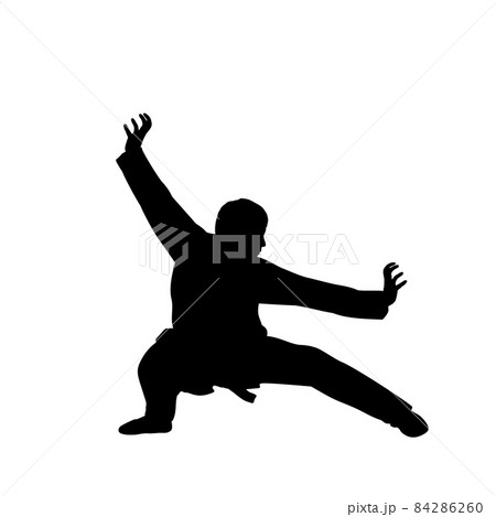 Silhouette of man train martial arts tiger pose. 84286260