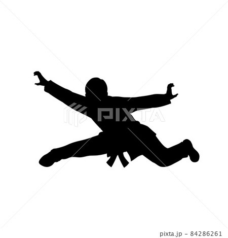 Silhouette of man train martial arts leopard pose. 84286261