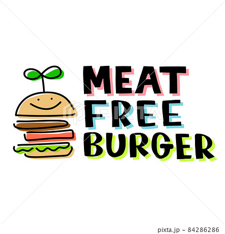 ハンバーガー プラントベースのイメージ アイコン風のイラスト素材