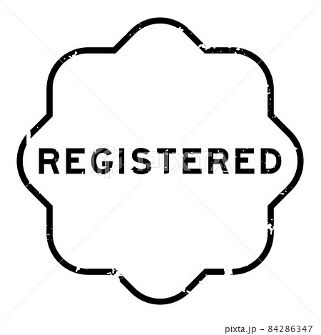 Grunge black registered word rubber seal stamp on white background 84286347