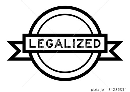 Vintage black color round label banner with word legalized on white background 84286354