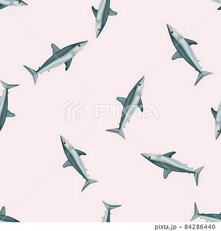 Seamless pattern shark Mako on pastel pink background. Animal templates for fabric. 84286440