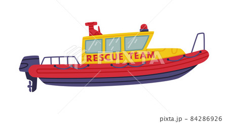 Boat as Sea Rescue Equipment and Emergency Vehicle for Urgent Saving of Life Vector Illustration 84286926