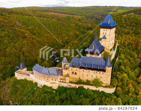 Panoramic view of castle Karlstejn.  84287024