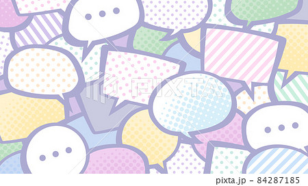 吹き出しが集まった背景イラスト_アメコミ風_SNSのイメージ_16:9 84287185