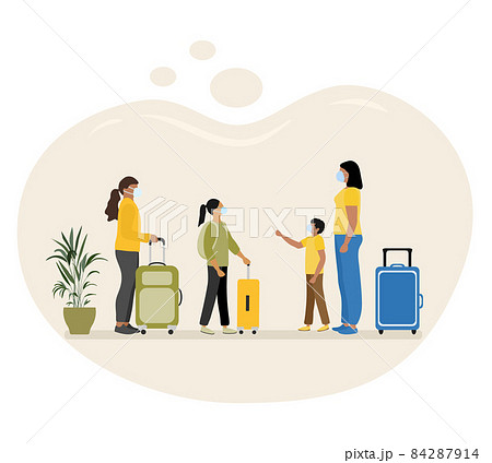 Vector Travel People Tourist Children Suitcase 84287914