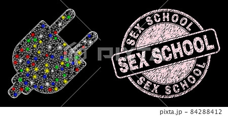 Grunge Sex School Stamp and Shiny Net Web Electrical Plugin 84288412