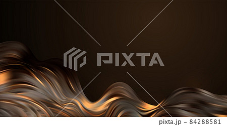 Abstract Waves. Shiny gold moving lines design element on dark background for greeting card and disqount voucher. Abstract Waves. Shiny gold moving lines design element on dark background for greeting card and disqount voucher. 84288581