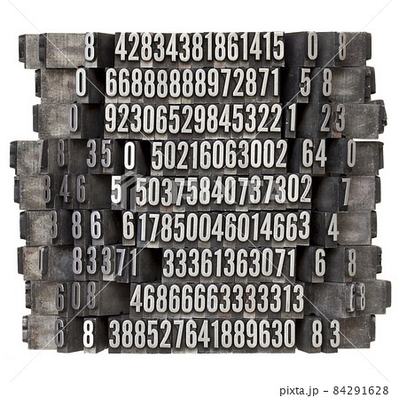 random numbers in letterpress type 84291628