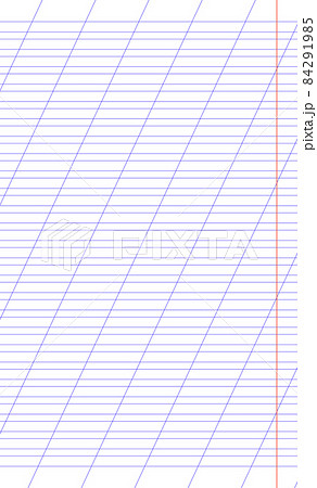 Graph paper. Printable lined grid paper with color horisontal, diagonal lines. Geometric pattern for school, oblique notebook. Realistic lined paper blank size Legal. Exercise page for calligraphy 84291985