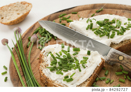 bread with cream cheese and chives bread with cream cheese and chives 84292727
