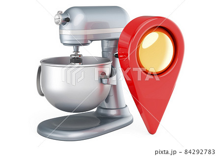 Stand mixer with map pointer. 3D rendering Stand mixer with map pointer. 3D rendering 84292783