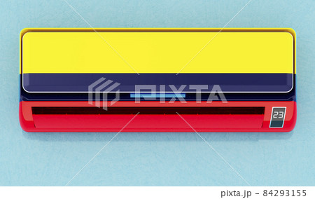 Air conditioner with Colombian flag on the wall. House climate control system in Colombia. 3D rendering 84293155