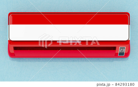 Air conditioner with Austrian flag on the wall. House climate control system in Austria. 3D rendering 84293180