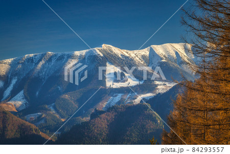 Landscape with snowy mountains in the background. Landscape with snowy mountains in the background. 84293557
