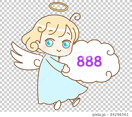 Angel and angel number 888 facing left - Stock Illustration [84296561] -  PIXTA
