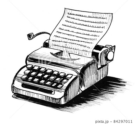 vintage typewriter illustration