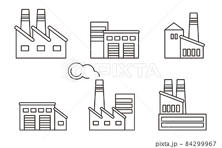 工場の線画イラストセット 工場の線画イラストセット 84299967