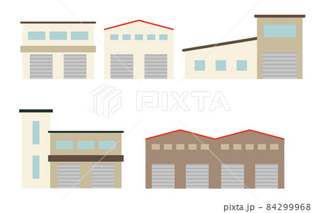 シャッターのある倉庫のイラストセット 84299968