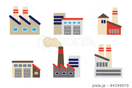 工場の外観ベクターイラストセット 84299970