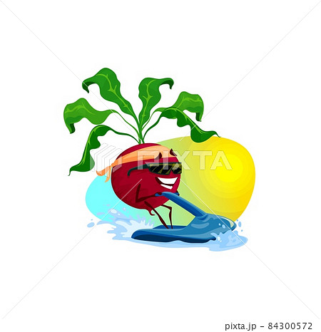 Happy radish cute cartoon character surfing on... - Stock Illustration  [84300572] - PIXTA