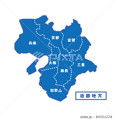日本の地域図 近畿地方 シンプル青 84301228