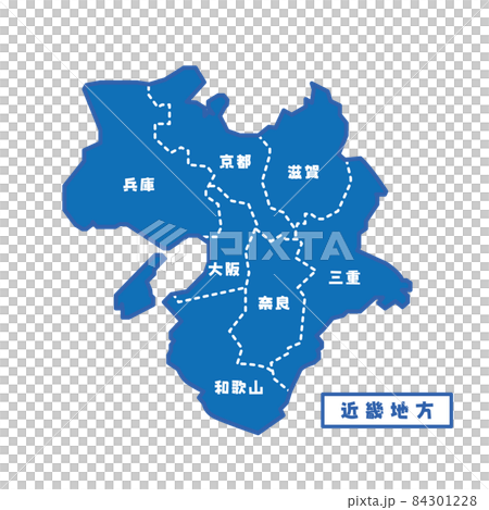日本の地域図 近畿地方 シンプル青 84301228