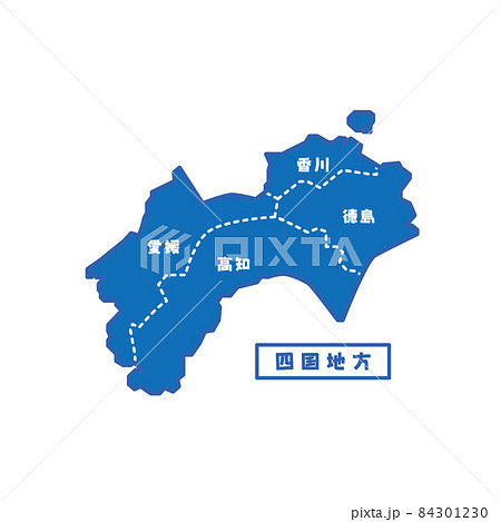 日本の地域図 四国地方 シンプル青 84301230