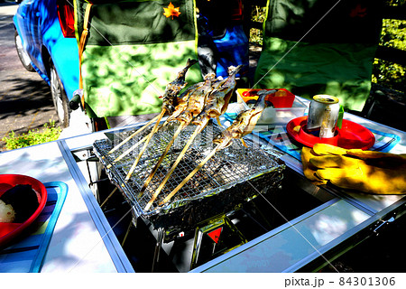 釣ったアマゴを塩焼きに 釣ったアマゴを塩焼きに 84301306