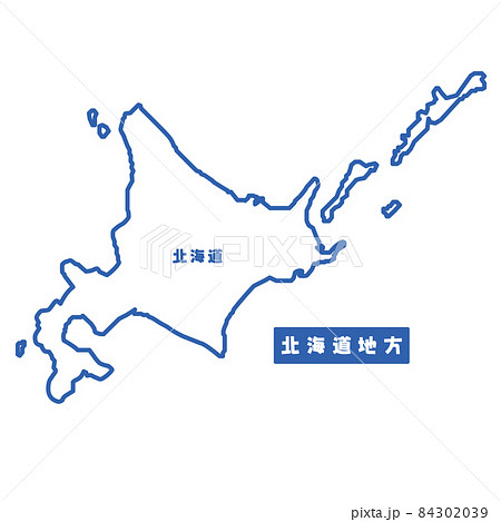 日本の地域図 北海道地方 シンプル白地図のイラスト素材