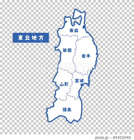 日本東北地區的區域地圖 簡單的空白地圖 84302040