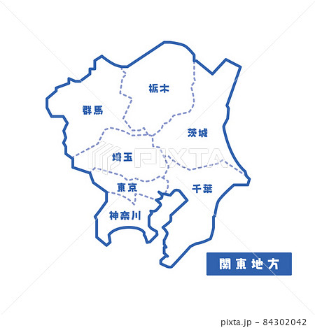 日本の地域図 関東地方 シンプル白地図