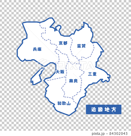 日本の地域図 近畿地方 シンプル白地図 84302043