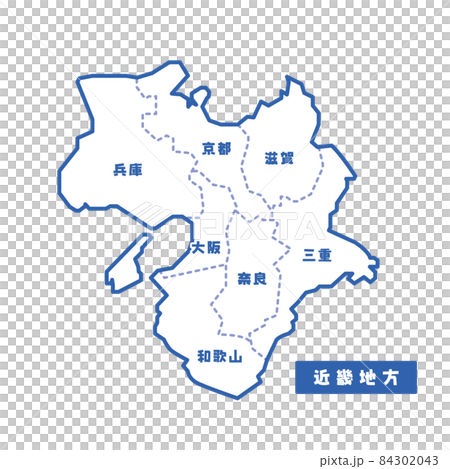 日本の地域図 近畿地方 シンプル白地図のイラスト素材