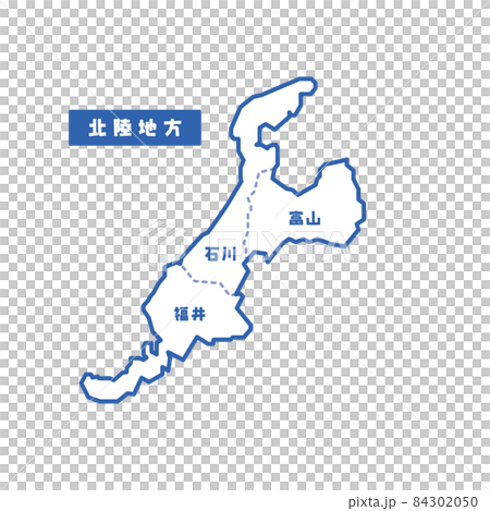 日本北陸地區的區域地圖簡單的空白地圖 日本北陸地區的區域地圖簡單的空白地圖 84302050