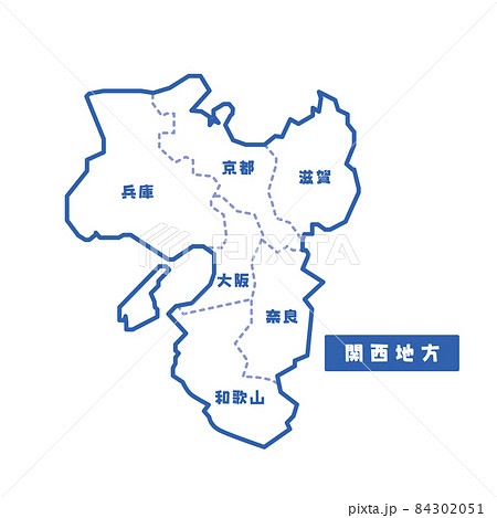 日本の地域図 関西地方 シンプル白地図