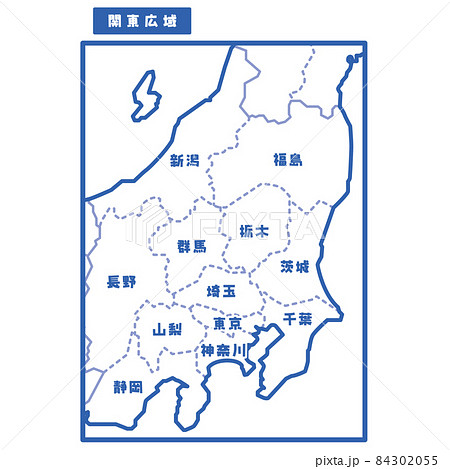 日本の地域図 関東広域 シンプル白地図