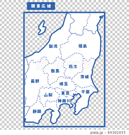 日本の地域図 関東広域 シンプル白地図 84302055
