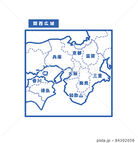 日本の地域図 関西広域 シンプル白地図 84302056