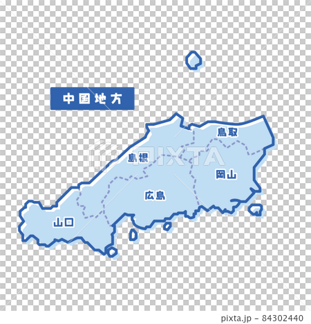 日本中國地區區域圖 簡單的淺藍色 日本中國地區區域圖 簡單的淺藍色 84302440
