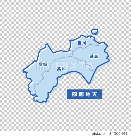 日本の地域図 四国地方 シンプル淡青 84302441