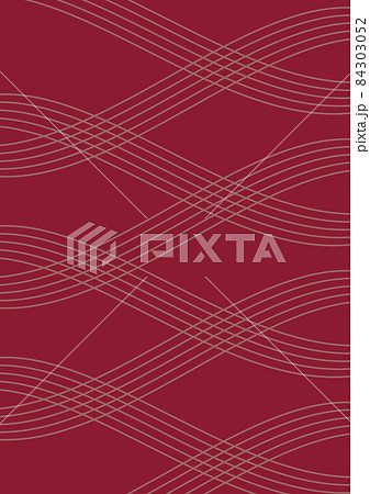 ラインの背景　えんじ　（背景素材）　細い波線の交差　5本 84303052