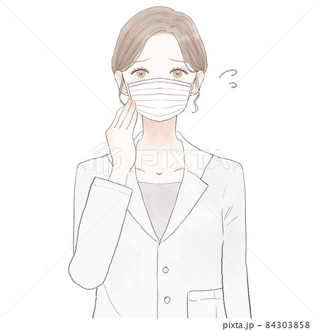 不織布マスクを着用する、困っている女性医師 84303858